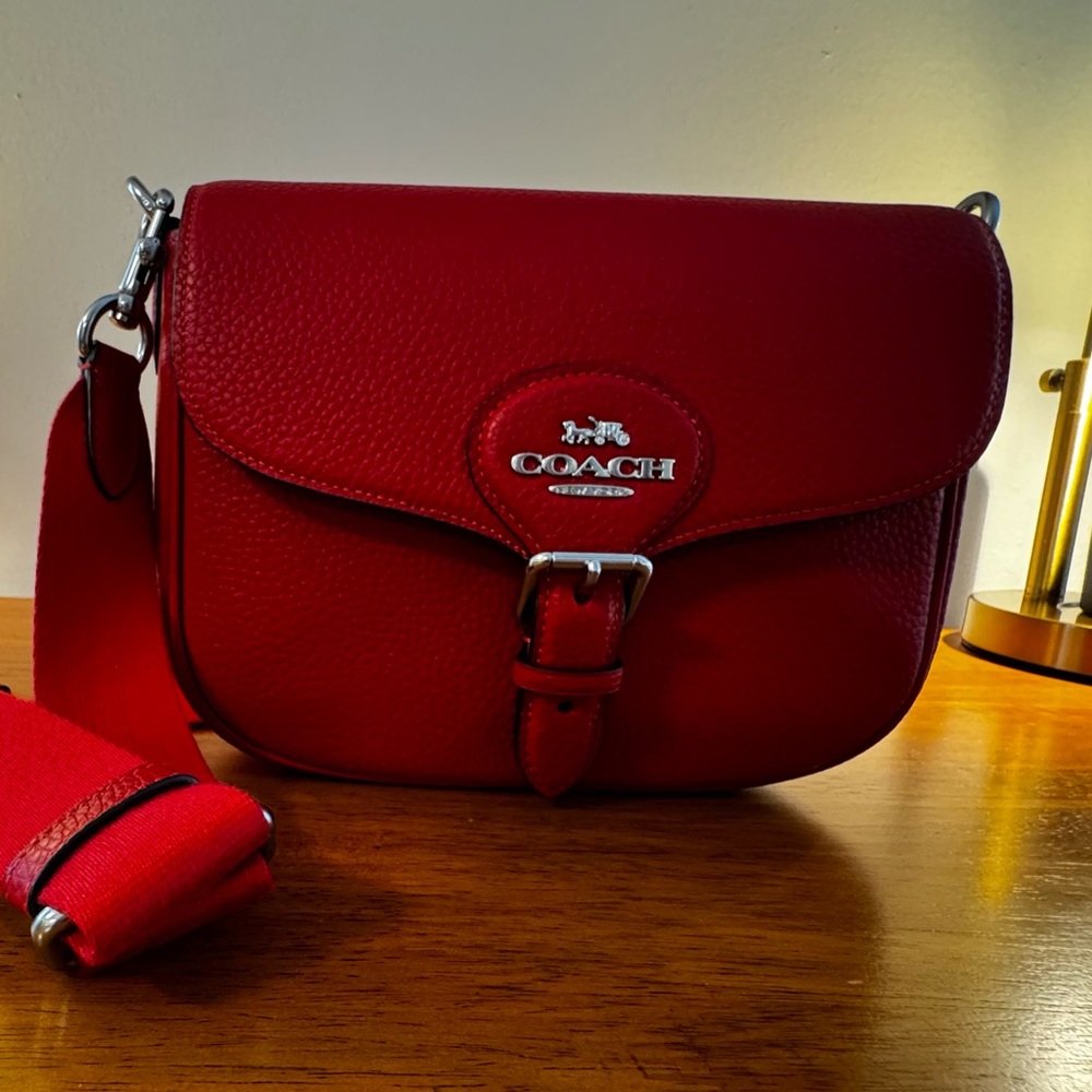 Coach red leather crossbody.